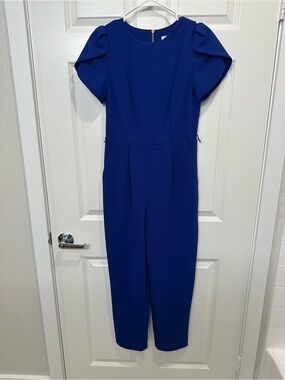 Calvin Klein Cobalt Blue Short-Sleeve Jumpsuit